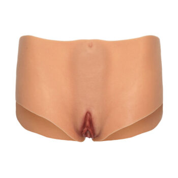 Braga con vagina e ano aperti Alter Ego a vita media in silicone naturale, vista frontale