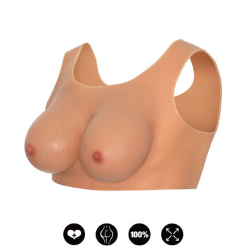 Top seni coppa D Alter Ego, vista laterale in silicone naturale