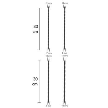 Misure dei 4 dilatatori uretrali: 30 cm con diametri da 7 a 14 mm