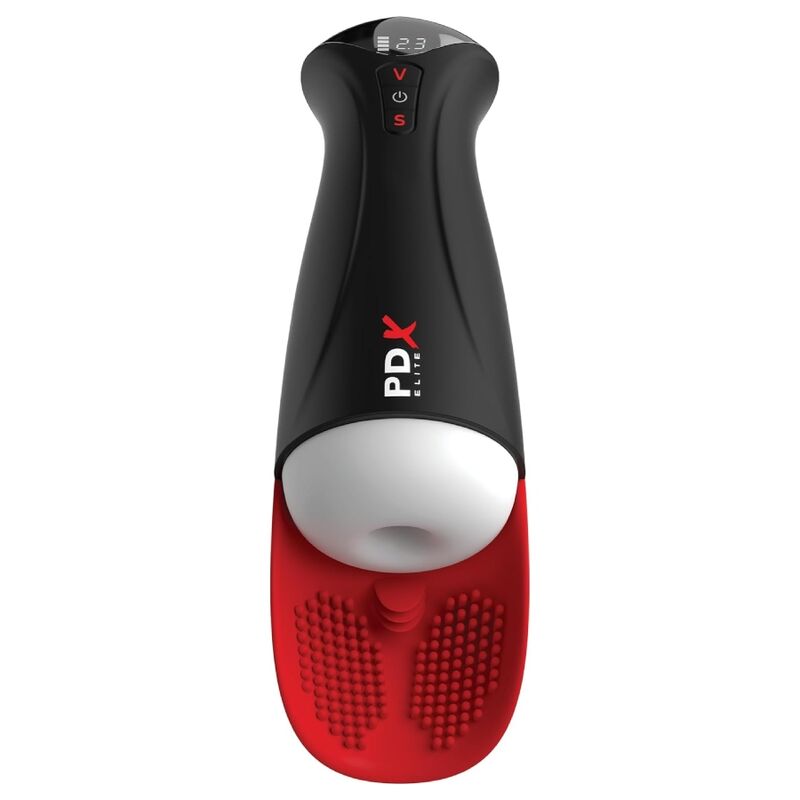 PDX Elite Fap-O-Matic Pro XL 2 Fap-O-Matic Pro XL - apertura in silicone bianco e base texturizzata rossa