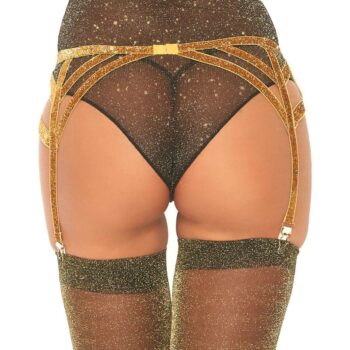 Reggicalze in lurex dorato brillante con fasce coscia regolabili - immagine 1