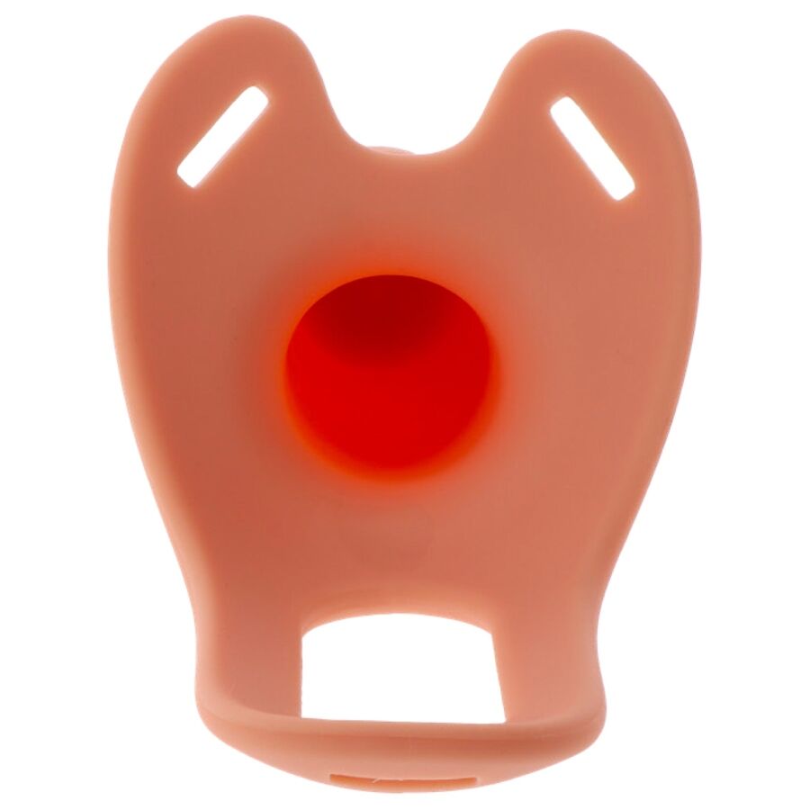 strap-on-cavo-guaina-pene-20cm-base Base in silicone della guaina strap-on cava con apertura interna e asole per cinghie