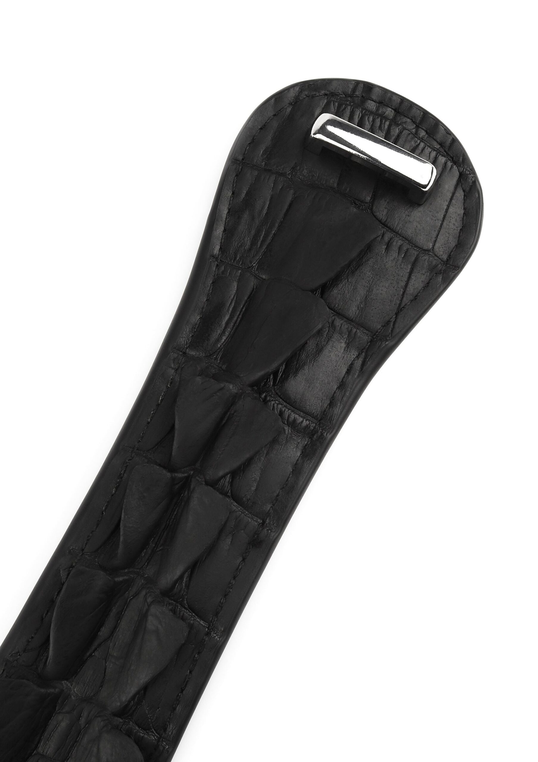 Avanza Feros Croc-Embossed Paddle 5 Dettaglio del manico della paletta Feros con la barra cromata che forma il passante