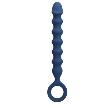 Mr Play - sonda anale blu ad anelli con punta a glande e anello di estrazione