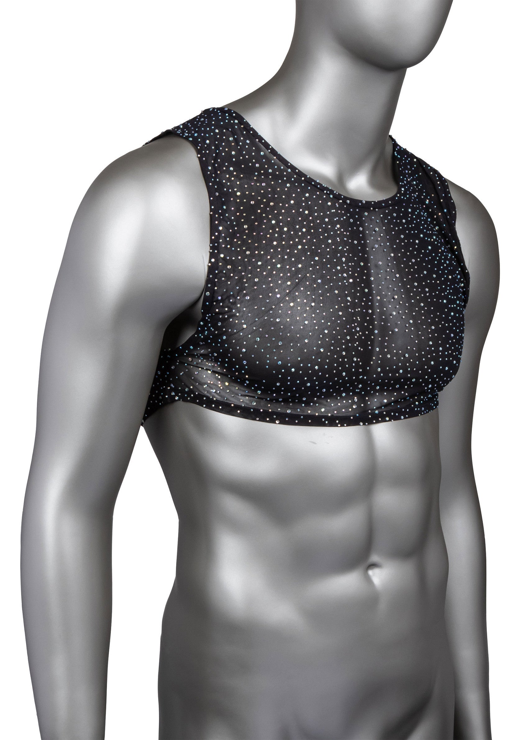 CalExotics Radiance Crop Top 02 CalExotics Radiance crop top su manichino, dettaglio degli strass sulla rete