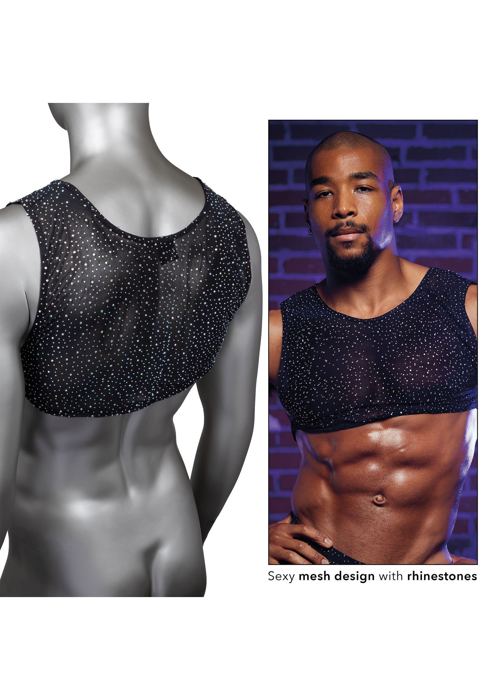 CalExotics Radiance Crop Top 05 CalExotics Radiance crop top, rete trasparente con strass a confronto