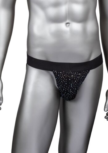 CalExotics Radiance jockstrap uomo nero in rete con strass sulla conchiglia