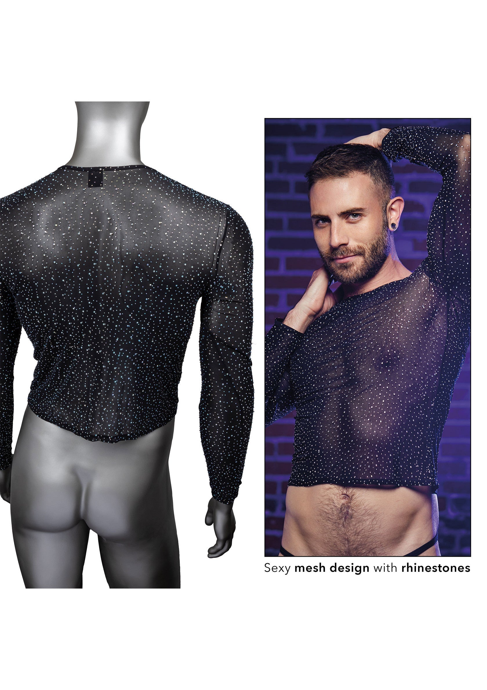 CalExotics Radiance Long Sleeve 05 CalExotics Radiance maglia, dettaglio della rete trasparente con strass