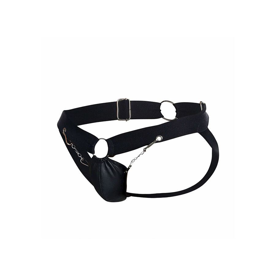 DNGEON Chainlink Jockstrap Nero 17 DNGEON Chainlink jockstrap uomo nero, capo fotografato di lato
