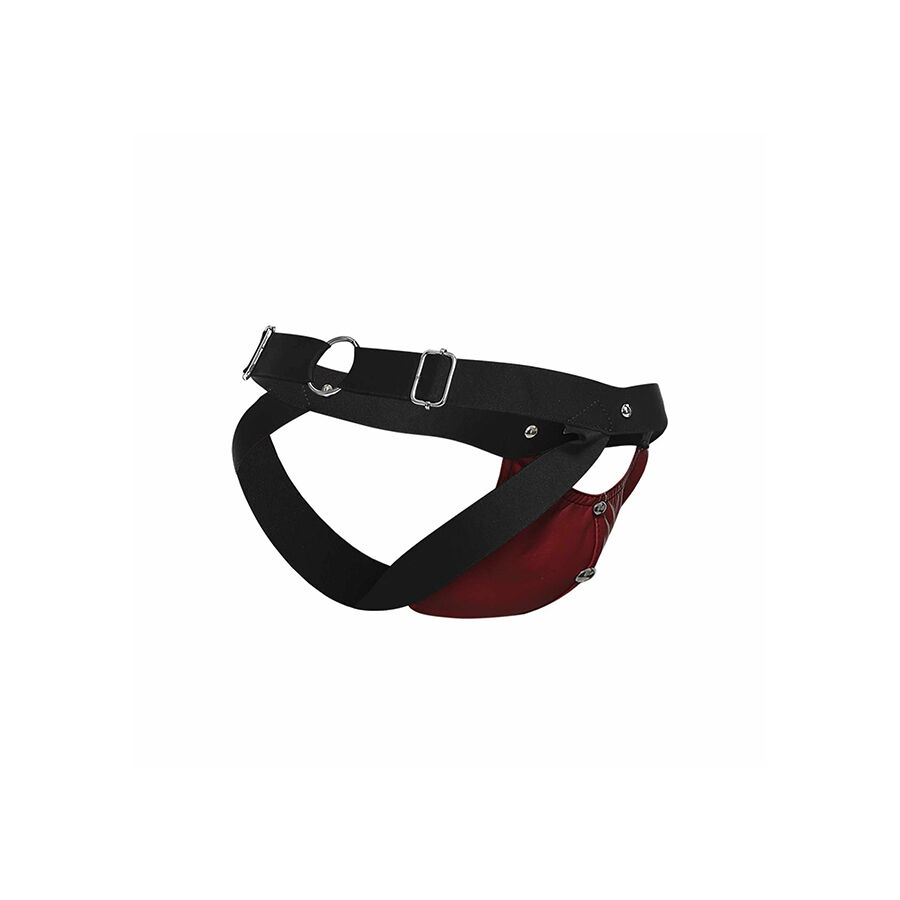 DNGEON Jockstrap Sport Rosso 03 DNGEON jockstrap rosso, capo fotografato di tre quarti