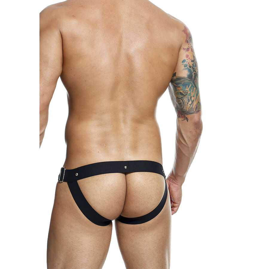DNGEON Snap Jockstrap Nero 13 DNGEON Snap jockstrap nero di spalle, fibbia di regolazione sulla cintura