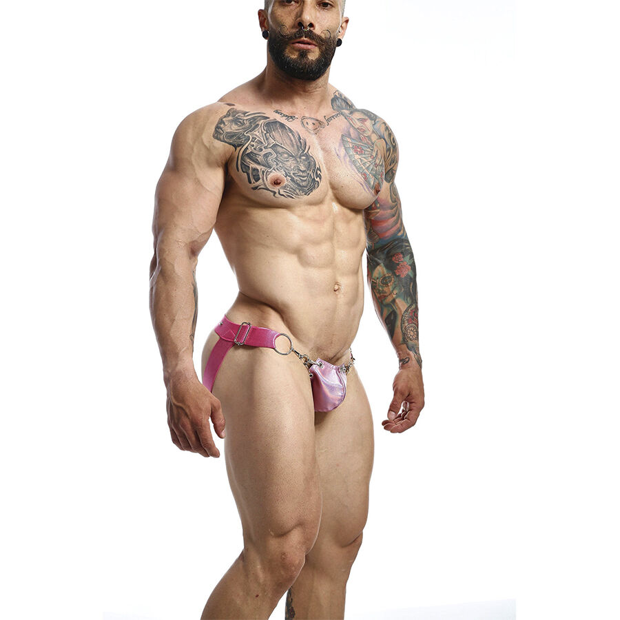 DNGEON Snap Jockstrap Rosa 06 DNGEON Snap jockstrap rosa, catenelle e anelli sui fianchi