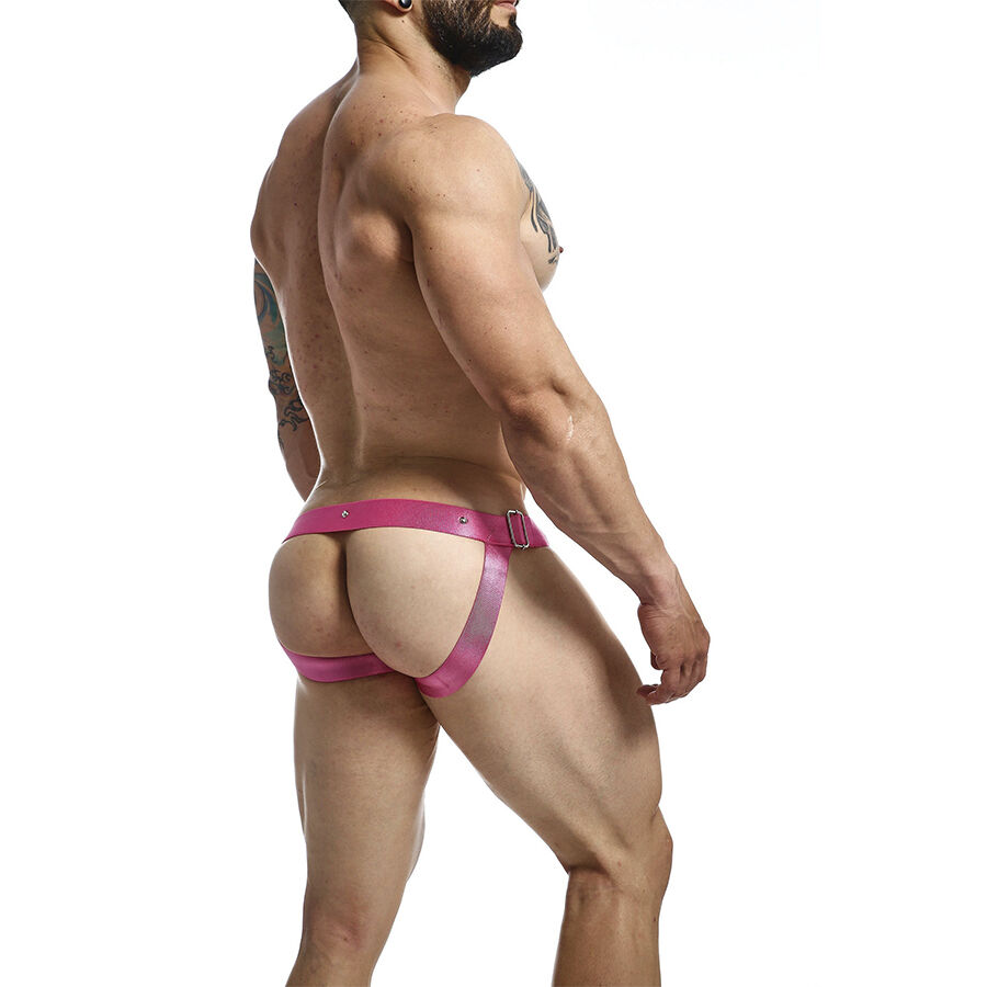 DNGEON Snap Jockstrap Rosa 15 DNGEON Snap jockstrap rosa di spalle, fasce larghe sotto i glutei