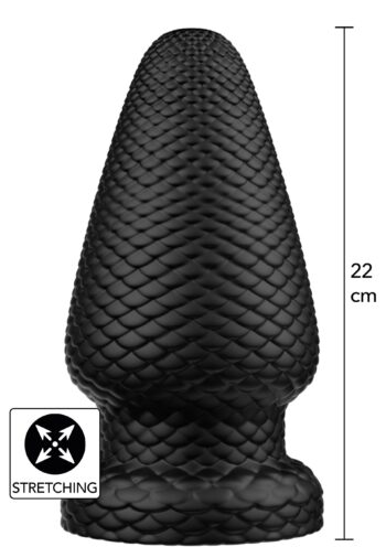 Plug anale XXL Hidden Desire Extreme Giant Dragon nero a scaglie, alto 22 cm