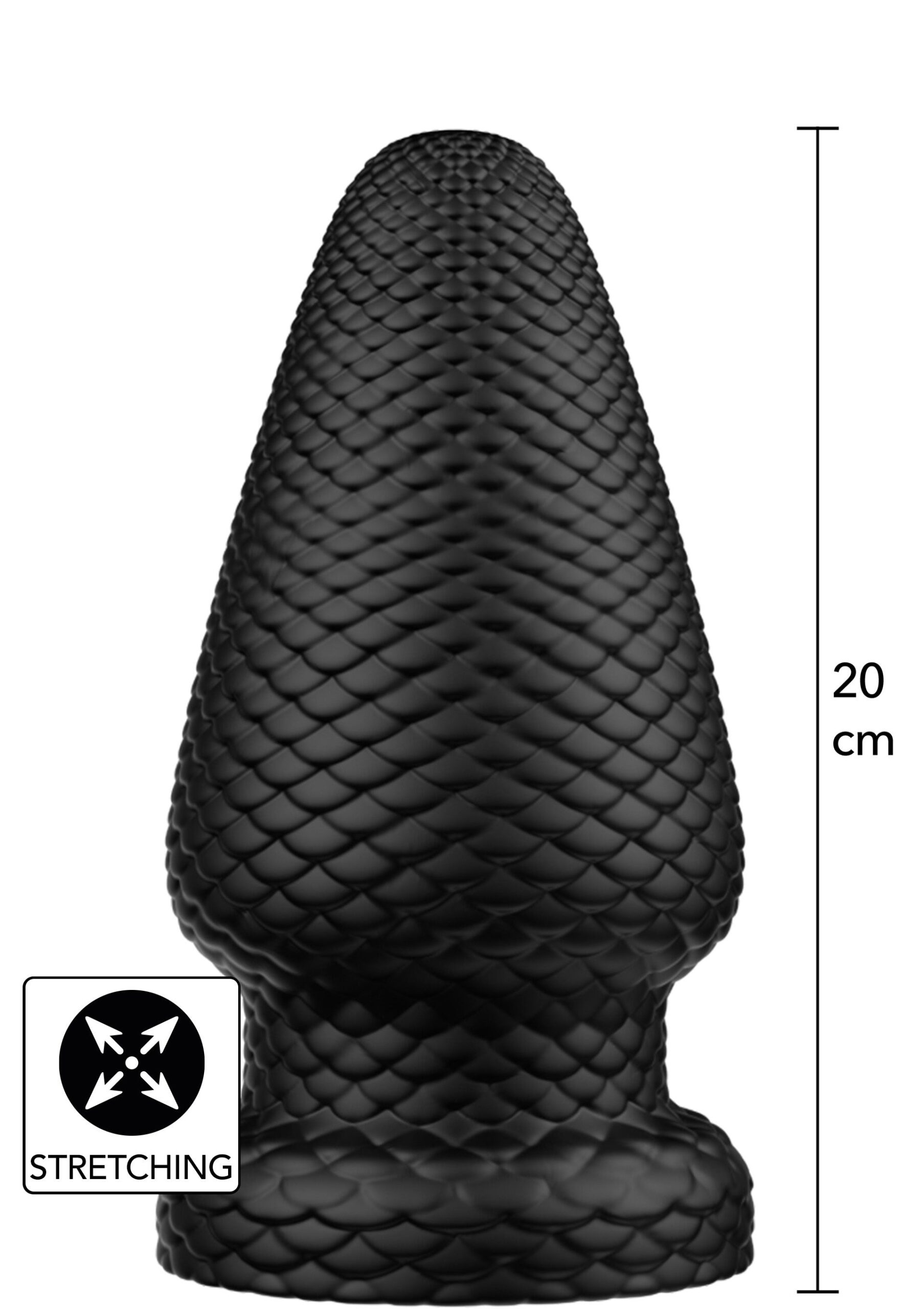 Plug anale XL Hidden Desire Extreme Giant Dragon nero a scaglie, alto 20 cm Plug anale XL Hidden Desire Extreme Giant Dragon nero a scaglie, alto 20 cm