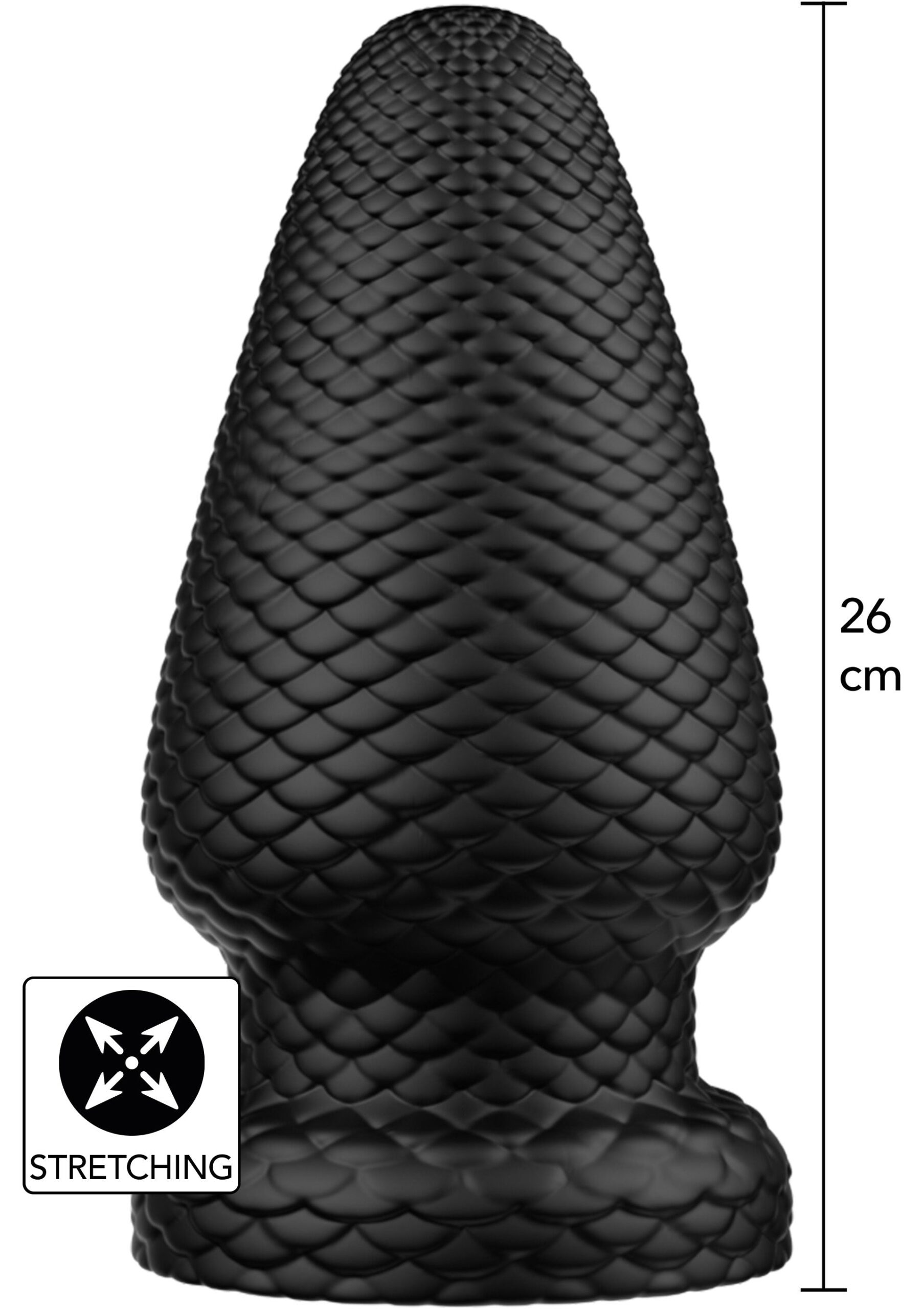 Plug anale XXXXL Hidden Desire Extreme Giant Dragon nero a scaglie, alto 26 cm Plug anale XXXXL Hidden Desire Extreme Giant Dragon nero a scaglie, alto 26 cm
