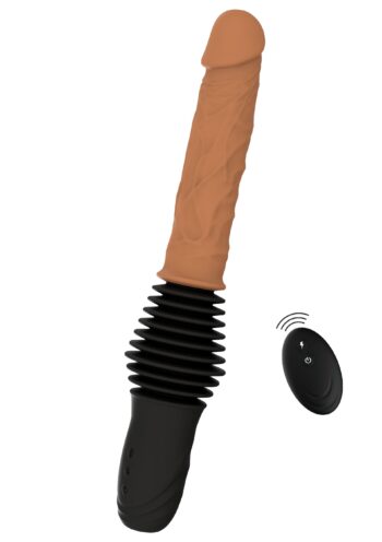 Vibratore Inferno Double Thrusting con soffietto nero e telecomando wireless