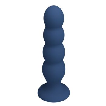 Mr Play XL - plug anale blu con 4 sfere metalliche interne e ventosa