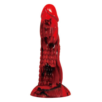 Power Monsters Minotaur - dildo fantasy rosso con venature nere e noduli in rilievo