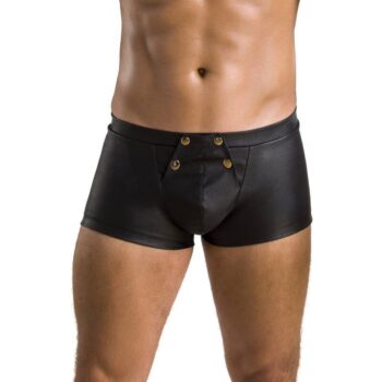Passion Patrick boxer uomo wet look nero con bottoni automatici sul davanti