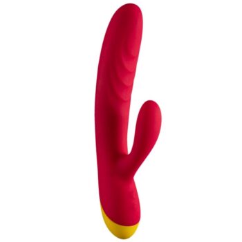 ROMP Jazz - vibratore rabbit rosso con rilievi a onde e braccetto clitorideo