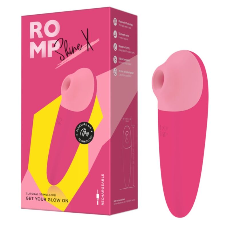ROMP Shine X 11 ROMP Shine X con la confezione, stimolatore clitorideo ricaricabile
