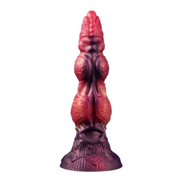 Power Monsters Savage Beastlord - dildo fantasy tricolore rosso oro e viola con doppi nodi