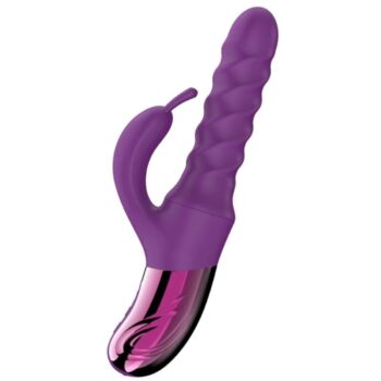 She.E.O Swirl Rabbit vibratore viola con asta a rilievi a spirale