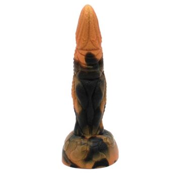 Power Monsters Tyrannosaurus - dildo fantasy bicolore ambra e nero con texture a squame