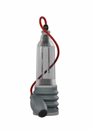 Pompa Bathmate HydroXtreme 9 trasparente con pompetta a mano e tubo rosso