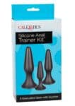 Kit CalExotics Silicone Anal Trainer, tre plug anali neri con base a ventosa