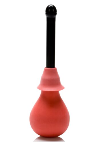 CalExotics Vulcanite Anal Douche con bulbo rosso in gomma e cannula nera
