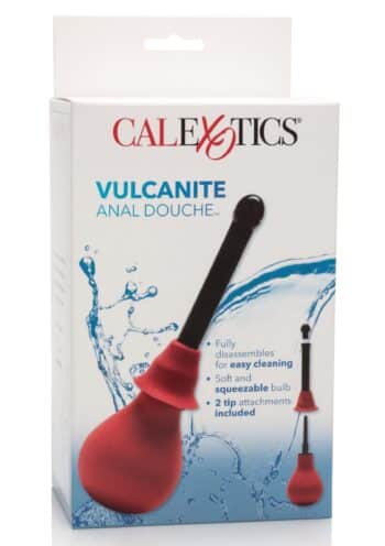 Confezione della CalExotics Vulcanite Anal Douche con le due cannule incluse
