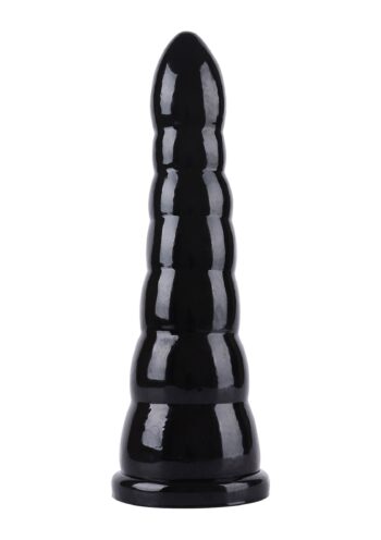 Anal Cone 26 cm nero in PVC lucido, vista frontale