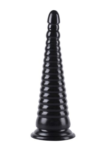 Anal Cone 33 cm nero in PVC lucido, vista frontale