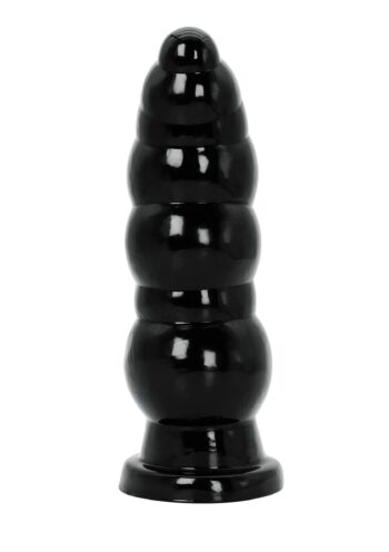 Buttplug Balls 24,5 cm nero in PVC lucido, vista frontale