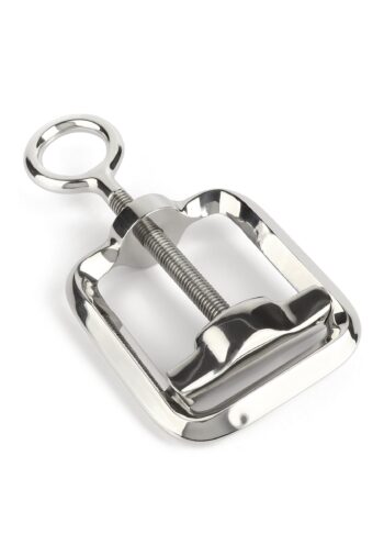 Ball Crusher Light Mr. Steel visto di tre quarti, telaio lucido con vite e maniglia ad anello