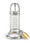 Mr. Steel Matrix Cock Cage in acciaio con gabbia a rete e lucchetto in ottone