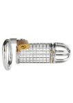 Mr. Steel Matrix Cock Cage in acciaio con gabbia a rete e lucchetto in ottone