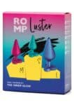 Kit ROMP Luster, tre plug anali in silicone con base a cuore, verde acqua fucsia e blu